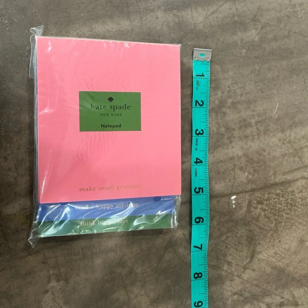 Kate Spade citrus Ink Pen Set of 5  w/ trio of Pink,Blue &green printed Notepads